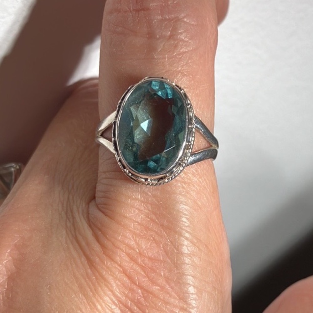 Blue topaz and sterling statement ring